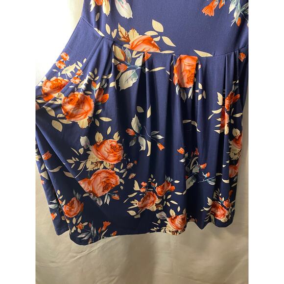 NWT Auselily Womens Size L Dark Blue w Red Roses Soft long Sleeve - Picture 8 of 16